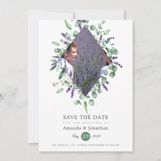 Eukalyptus Lavender Greenery Wedding Save The Date (Vorderseite)