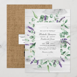 Eukalyptus Lavender Rustic Country QR Code Hochzei Einladung