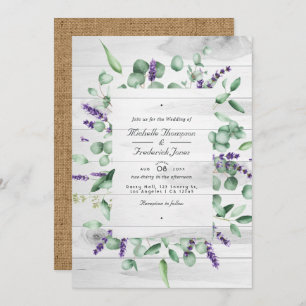 Eukalyptus Lavender Rustic QR Code UAWG Wedding Einladung
