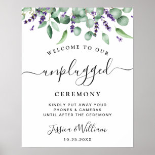 Eukalyptus Lavender Unplugged Wedding Zeremony Poster