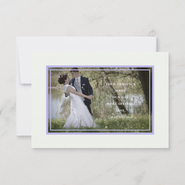 Eukalyptus & Lavender Watercolor Wedding Foto Dankeskarte (Rückseite)
