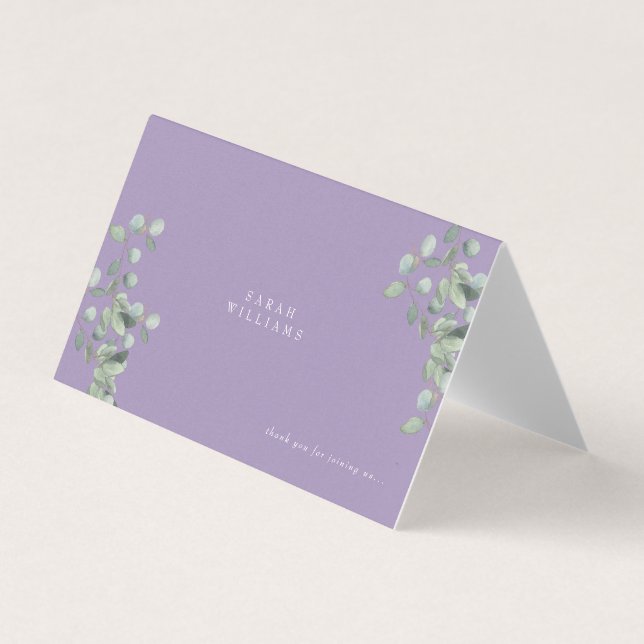 Eukalyptus Lavender Wedding Table Platzkarte (Vorderseite)