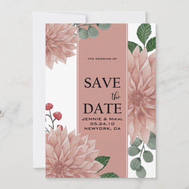 Eukalyptus Leaf Floral Save The Date (Vorderseite)