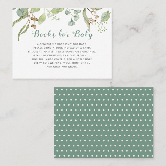 Eukalyptus Leaf Foliage Books für Baby Visitenkarte (Vorne/Hinten)