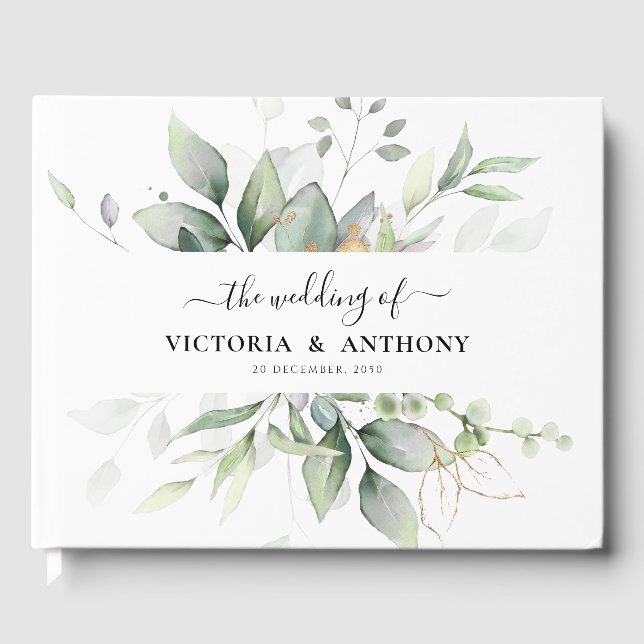 Eukalyptus Leaf Greenerenerity Wedding Gästebuch (Vorderseite)