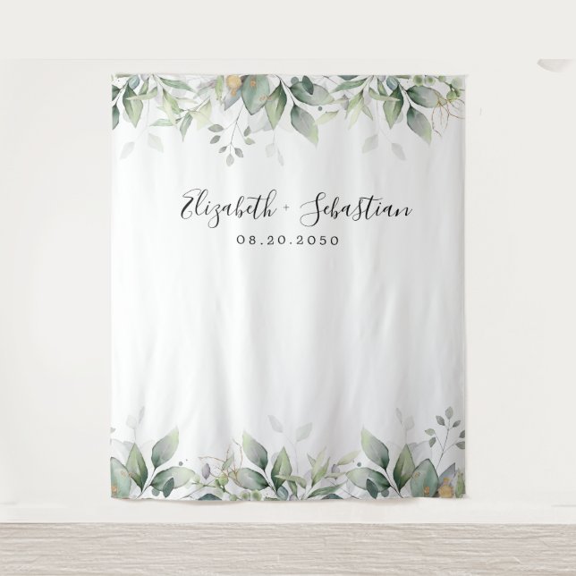 Eukalyptus Leaf Greenery Wedding Backdrops Wandteppich (Vorderseite)