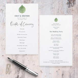Eukalyptus-Leaf-Script-Hochzeitsprogramm