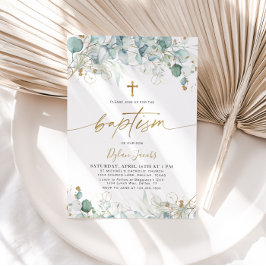 Eukalyptus Leaf und Goldtaufe Einladung