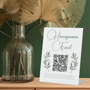 Eukalyptus Leaf Wedding Honeymoon Fund Sockelschild