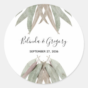 Eukalyptus Leaf Wedding Runder Aufkleber