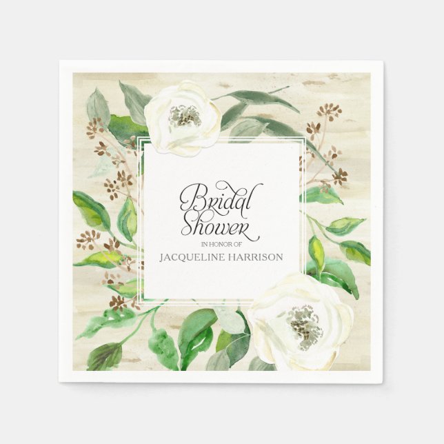 Eukalyptus Leaf Wreath BOHO Wild Rose Wood Serviette (Vorderseite)