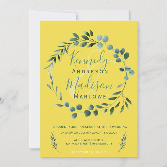 Eukalyptus Lemon Citrus Wedding Einladung (Vorderseite)