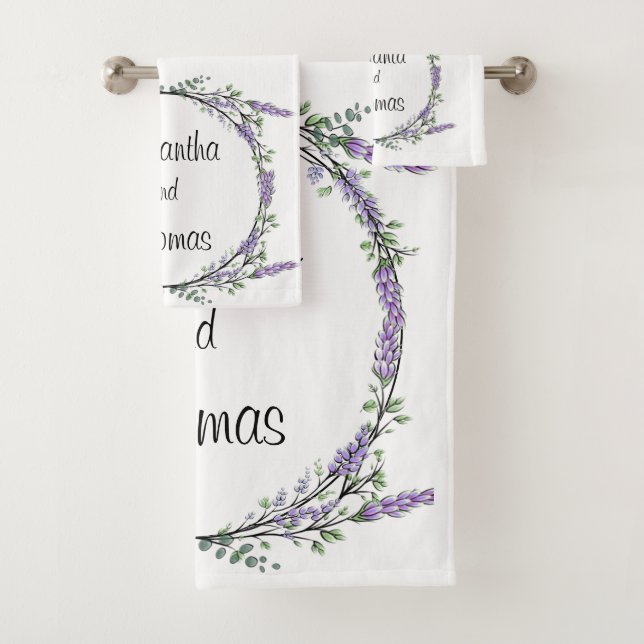 Eukalyptus lila Aquarellblüte Badhandtuch Set (Insitu)