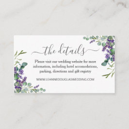 Eukalyptus Lila Lavendel Blume Hochzeitdetails Begleitkarte