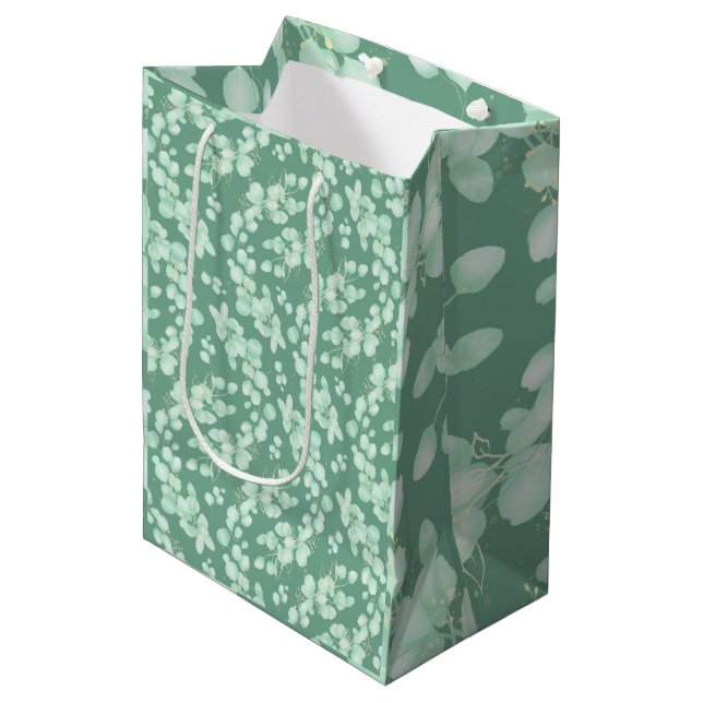 Eukalyptus Medium Geschenktasche Mittlere Geschenktüte (Vorderseite Schrägansicht)