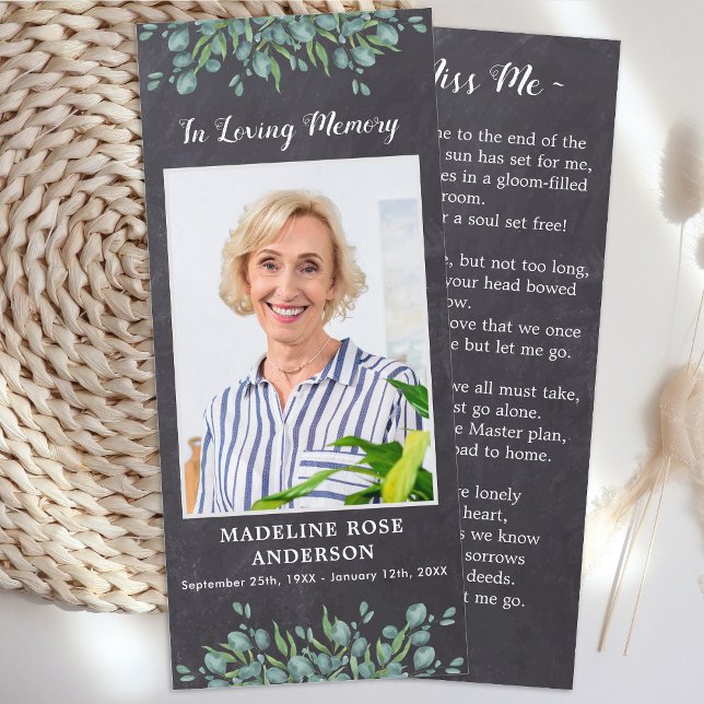 Eukalyptus Memorial Gray Slate Beerdigungskarte (Von Creator hochgeladen)