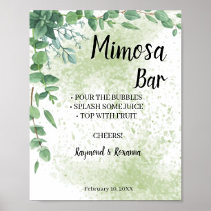 Eukalyptus Mimosa Bar Wedding Sign Poster
