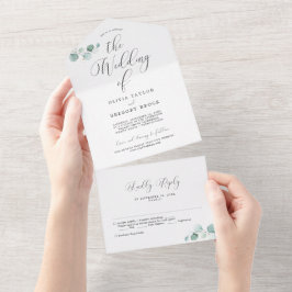 Eukalyptus Minimalistisch Calligrafy Wedding All In One Einladung
