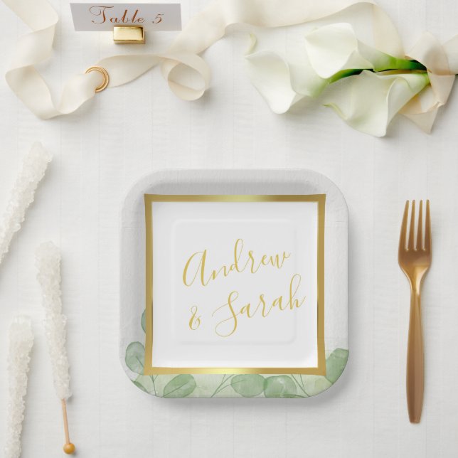 Eukalyptus-Minimalistisch Pappteller (Hochzeit)