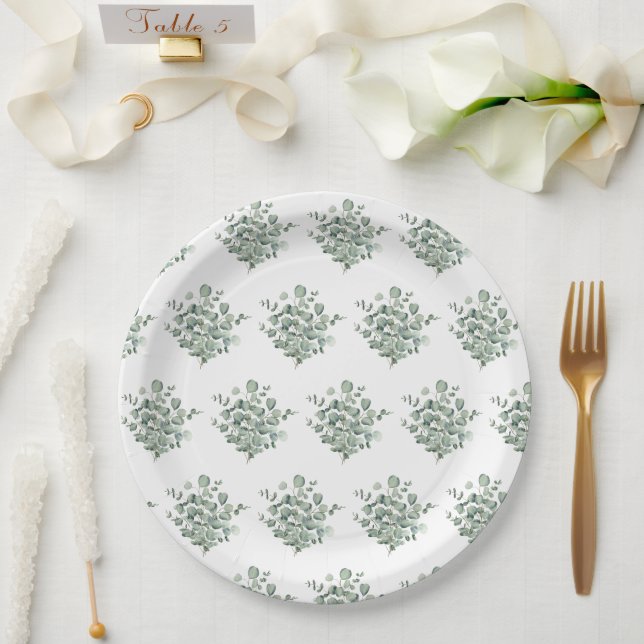 Eukalyptus Minimalistisch Wedding Pappteller (Hochzeit)