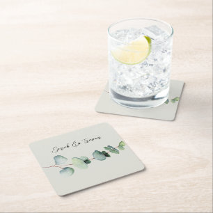Eukalyptus Minimalistische Wasserfarben-Hochzeit Rechteckiger Pappuntersetzer