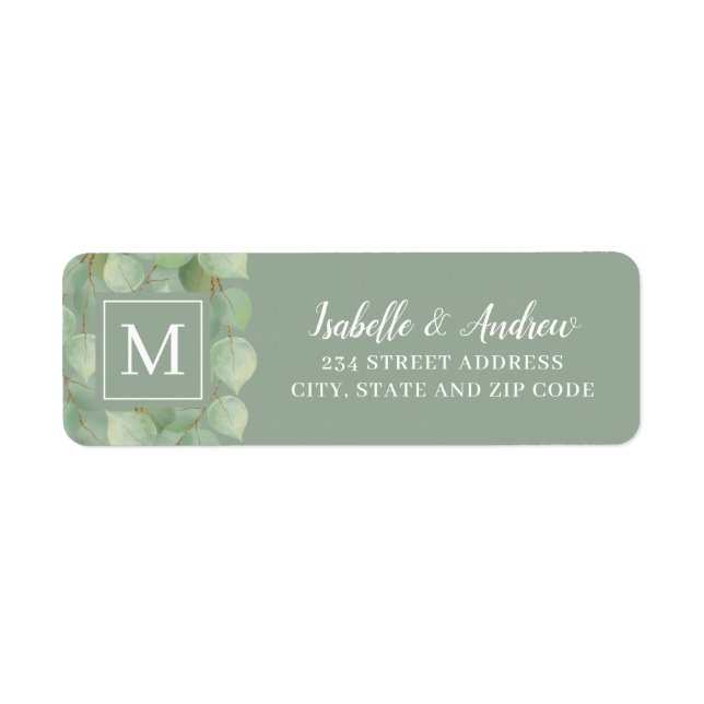 Eukalyptus mit Monogramm-Grüne Wasserfarbe (Vorne)