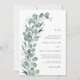 Eukalyptus Mit Monogramm Wedding Einladung
