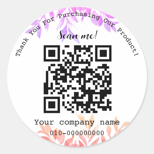 Eukalyptus, modern, Minimalistisch, QR-Code Vielen Runder Aufkleber (Vorderseite)