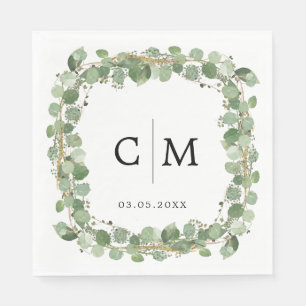 Eukalyptus Moderne Kalligraphie Monogram Wedding Serviette
