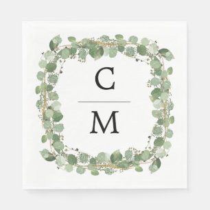Eukalyptus Moderne Kalligraphie Monogram Wedding Serviette