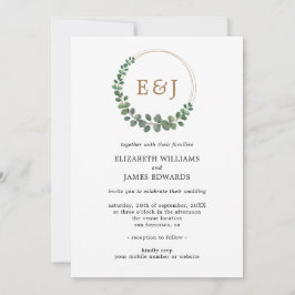 Eukalyptus monogram Minimalistisch Wedding Einladung