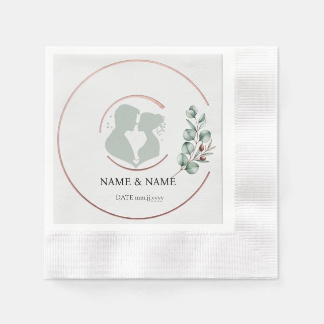 Eukalyptus Monogram Wedding Napkins (geprägt) Serviette (Vorderseite)