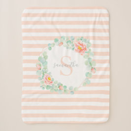 Eukalyptus-Monogramm-Blätter Blumenpfirsichstreife Sherpadecke