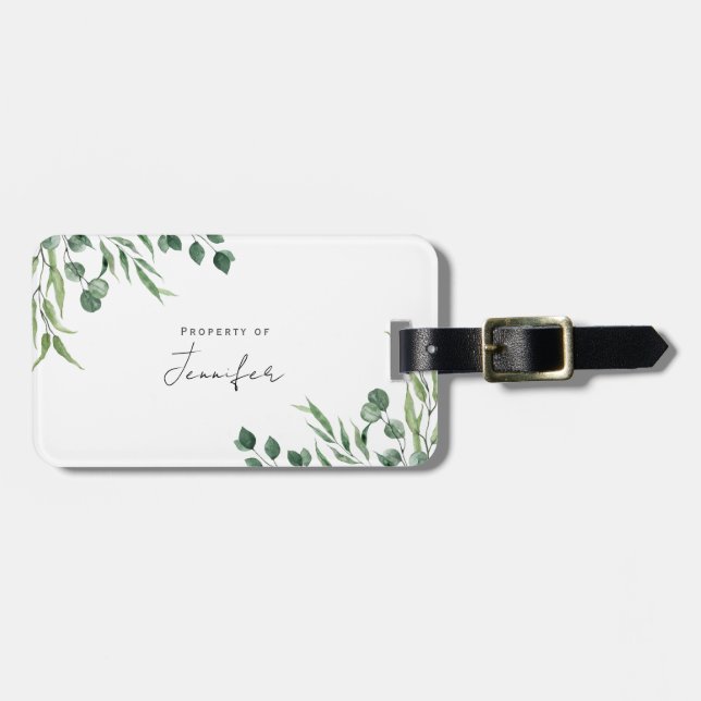 Eukalyptus-Monogramm Gepäckanhänger (Vorderseite horizontal)