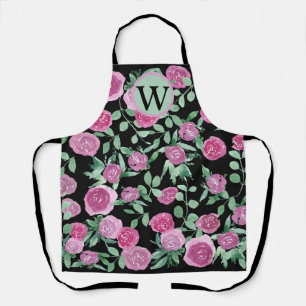Eukalyptus-Monogramm-Rose Aquarellfarbdesign Schürze