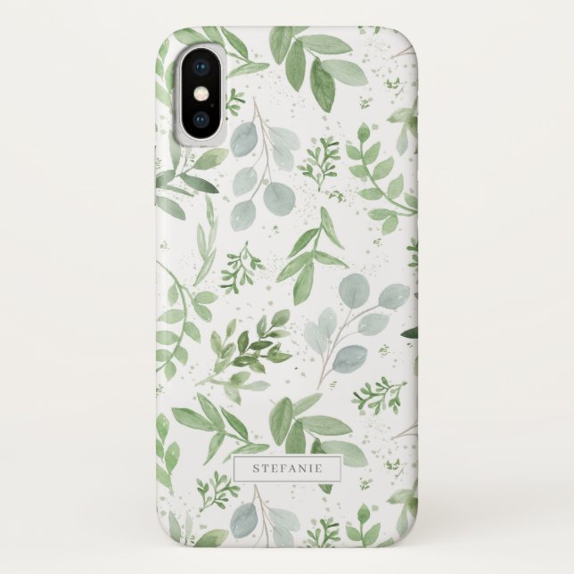 Eukalyptus-Muster für eine einfache Aquarellpflanz Case-Mate iPhone Hülle (Rückseite)