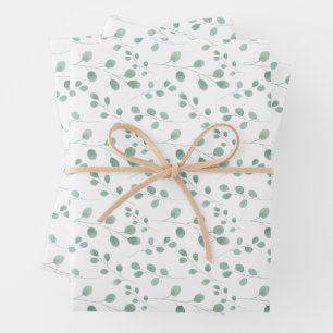 Eukalyptus-Muster für moderne Wasserfarben Geschenkpapier Set