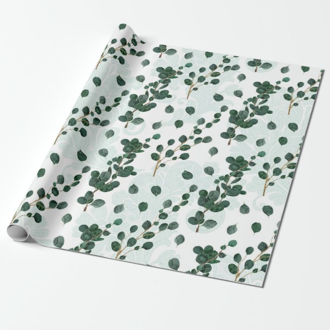 Eukalyptus-Muster Geschenkpapier (Ungerollt)