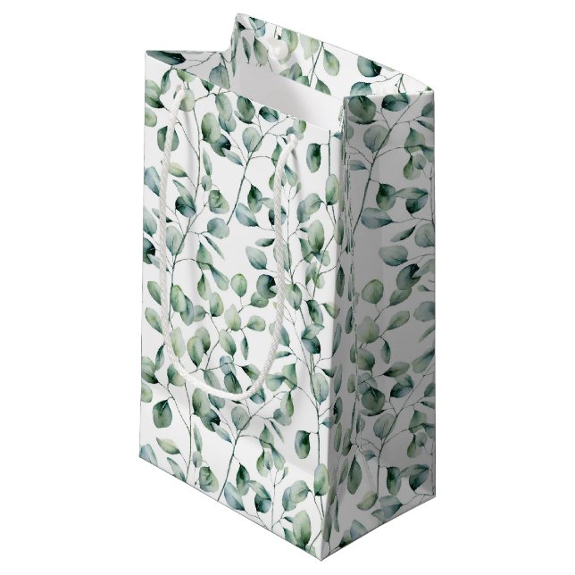 Eukalyptus-Muster Kleine Geschenktüte (Vorderseite Schrägansicht)