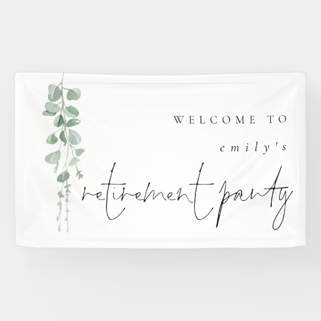 Eukalyptus Name Welcome Retirement Party Banner (Horizontal)