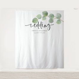 Eukalyptus-Namen Datum Hochzeitstag Hintergrund fü Wandteppich
