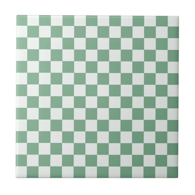 Eukalyptus-Nebel-Schachbrettmuster Fliese (Vorderseite)
