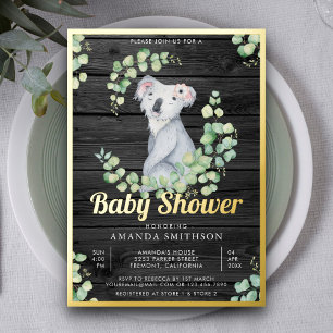 Eukalyptus Niedlich Koala Bear Wood Baby Dusche Go Folieneinladung