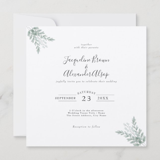Eukalyptus Ökologische Kraft-Papier-Hochzeit (Vorderseite)