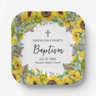 Eukalyptus Palm Boho Square Taufe Pappteller