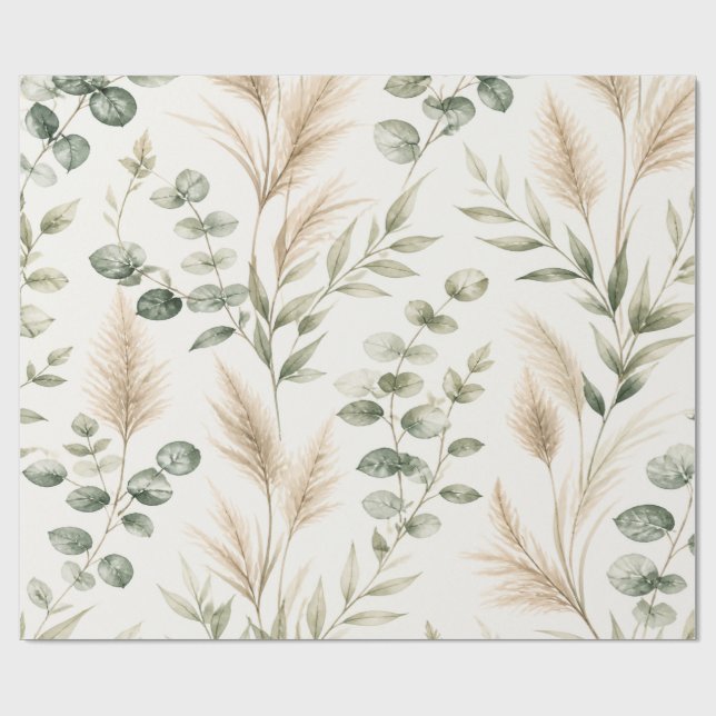 Eukalyptus Pampas Gras Wrap Geschenkpapier (Flach)