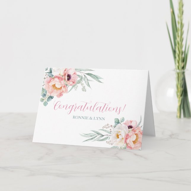 Eukalyptus Peonies Wedding Congratulation Card Karte (Vorderseite)