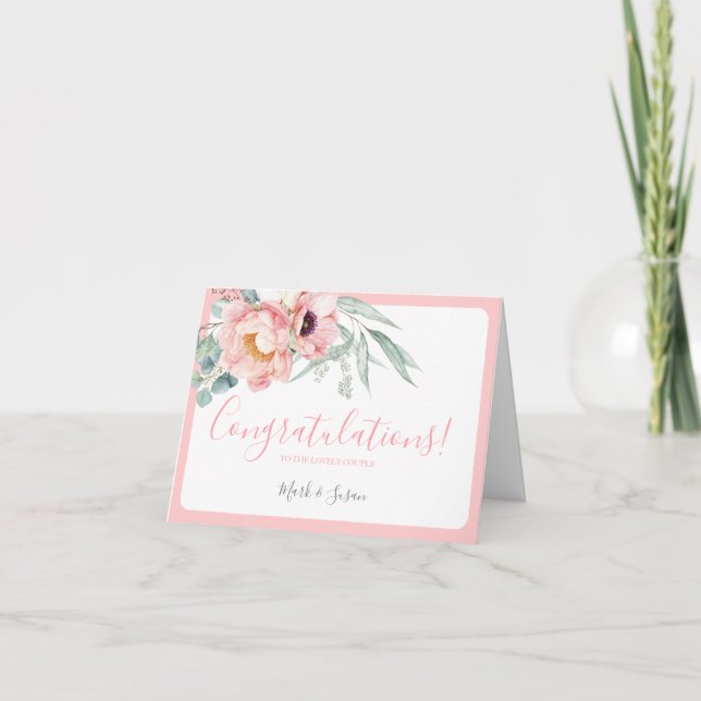 Eukalyptus Peonies Wedding Glückwunschkarte Karte (Vorderseite)