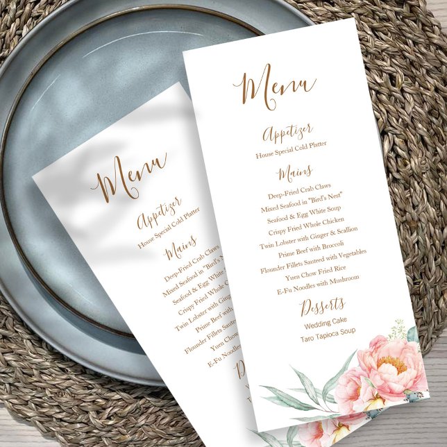 Eukalyptus Peonies Wedding Menu (Braun) Menükarte (Von Creator hochgeladen)