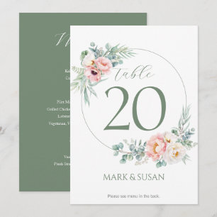 Eukalyptus Peonies Wedding Tischnummer & Menus